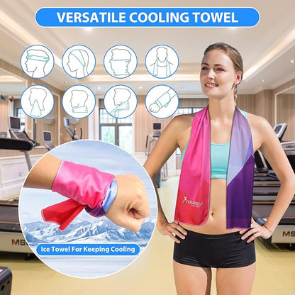 SYOURSELF Cooling Towel, Cooling Towels for Neck,40" x 12"Ice Towel for Instant Cooling Relief, Soft Breathable Chilly Towel, Perfect Yoga, Golf, Sports(Geo)