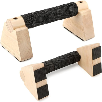 Wood Parallettes Bars for Home Workout, Push Up Bars & Dip Stands, Wooden Calisthenics Equipment Handstand Blocks for Strength Training, Rehabilitation & Gymnastics