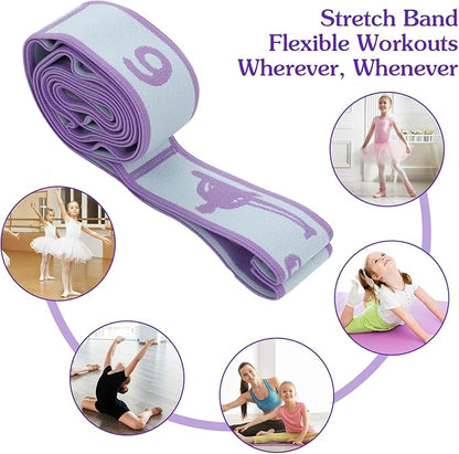 Stretch Strap for Girls Elastic Gymnastics Stretching Ballet Dance Band with 8 Loops, Adjustable Exercise Training Resistance Strap Band for Girls Stuff Pilates Latin Yoga Equipment