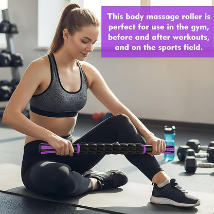 Soulchen 10 PCS Muscle Roller Stick Set - Body Massage Stick Reduce Muscle Soreness Tightness Leg Cramps for Athletes Physical Therapy and Recovery, Purple