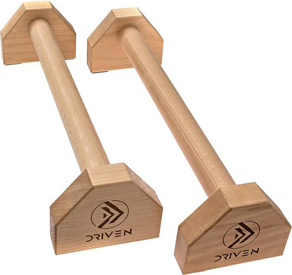 Driven | Professional Large Beech Wooden Parallettes | Calisthenics | Push Up Bars | Anti Slip Base | Gym Gear Workout Portable Crossfit