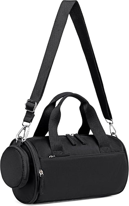 Mini Gym Bag for Women Girls Cute Small Duffle Bag 12'' with Multifunctional Pockets Workout Sport Bags Dance,Fitness,Yoga (Black)