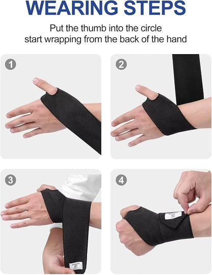 KUTOOK 2 Packs Wrist Wraps Adjustable Compression Strap and Wrist Brace Sport Support for Fitness, Weightlifting, Workout, Training, Gym, Yoga, Pain Relief, Fit for Men and Women