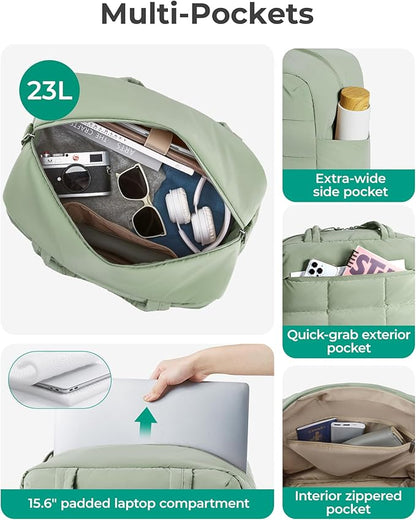 BAGSMART Gym Bag for Women, Carry on Travel Duffel Bag, Water-resistant Weekender with Shoe Compartment for Gym Travel Work, Green, Medium