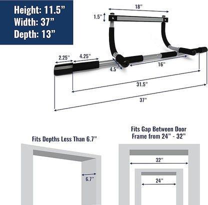Iron Gym Express Home Pull Up Bar for Doorway – Portable Total Upper Body Home Gym Chin Up Bar for Strength Training & At Home Exercise – Our Door Frame Pull-Up Bar Is Easy to Assemble & Install