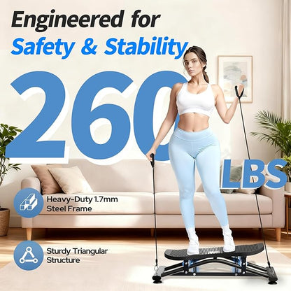 Balance Board for Adults, Ski Machine Exercise Equipment with Resistance Bands, Rock Stepper Featuring LCD Monitor, Portable Wobble Board or Full Body Workout at Home Gym