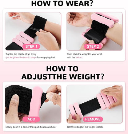 Wrist Ankle Weights for Women Men, Leg Arm Wrist Weights Bangles 1lb*2 2lb*2 Wearable Weights Pilates Weighted Bracelet for Strength Training Walking Swimming Yoga Physical Therapy