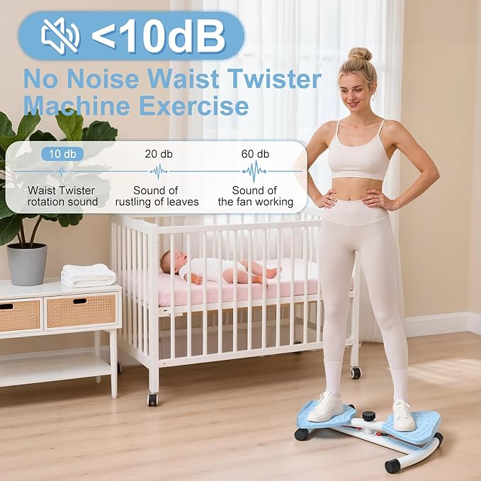 Waist Twister Machine Exercise, Ab Machine Adjustable Waist Twisting Fitness Tool，Noiseless Ab Twister Board for Women Men，Anti-Slip Home Gym Workout Equipment 300 lbs Weight Capacity