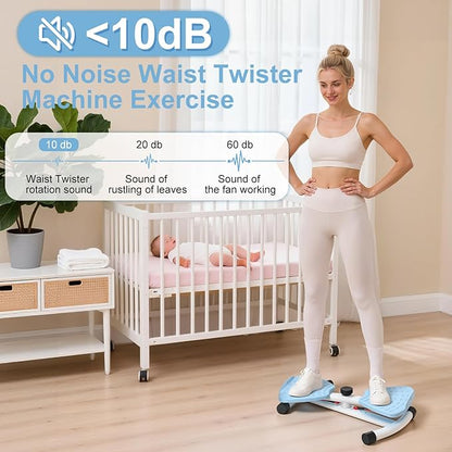 Waist Twister Machine Exercise, Ab Machine Adjustable Waist Twisting Fitness Tool，Noiseless Ab Twister Board for Women Men，Anti-Slip Home Gym Workout Equipment 300 lbs Weight Capacity