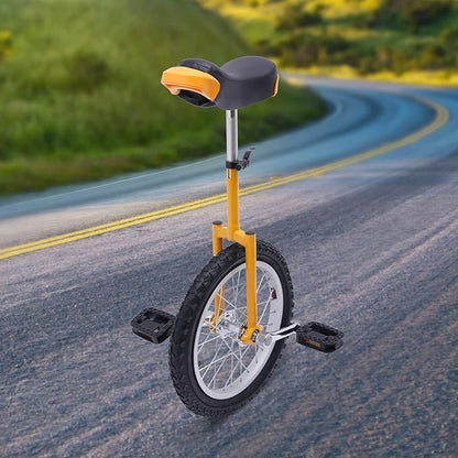 16/24 Inch Wheel Unicycle with Steel Rim, Unicycle Electric Wheel Skidproof Mountain Tire Cycling Sports Exercise with Adjustable Seat, Adults Kids Outdoor Sports Fitness Exercise Tool