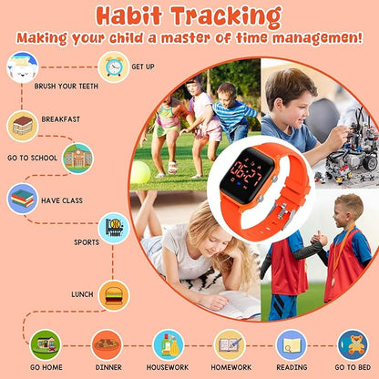 Kids Digital Watches for Boys Girls, Sports Watch with Fitness Tracker, Pedometer, Alarm Clocks, Stopwatch, No App Needed Waterproof Kids Watch, Gift for Teens Student Girls Boys Ages 5-14