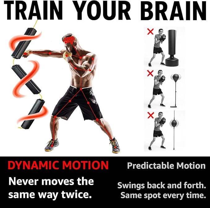 Jukestir® Only Punching Bag with Dynamic Motion. Better Footwork Than Double End Bag, Speed Bag. More Agility Than Heavy Bag. Boxing MMA Equipment. Great Workout for Adult or Teen. Used by Pros.