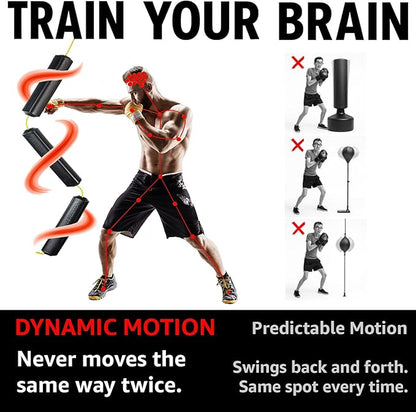 Jukestir® Only Punching Bag with Dynamic Motion. Better Footwork Than Double End Bag, Speed Bag. More Agility Than Heavy Bag. Boxing MMA Equipment. Great Workout for Adult or Teen. Used by Pros.