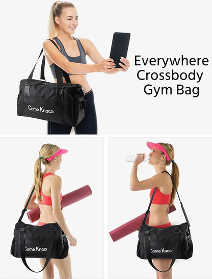 Sports Duffle Bag Gym Bag for Men with Shoe & Wet Compartments Yoga Swim Bag Weekend Travel Accessories（Black）