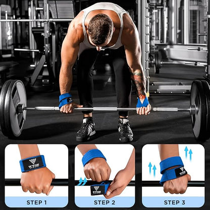 WYOX Figure 8 Weight Lifting Straps for Weightlifting Heavy Duty Deadlifting Workout Straps | Wrist Wraps Gym Equipment Gear Men Women PAIR