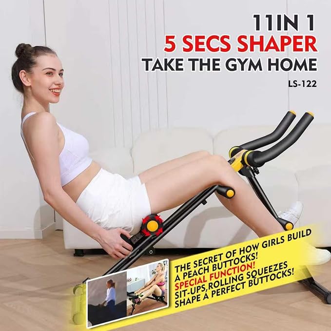Foldable Ab Workout Machine for Home Gym – Adjustable Core & Waist Trainer for Women, Full Body Abdominal Exercise Equipment with Resistance Bands & LCD Display