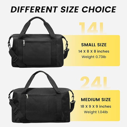 Vorspack Small Gym Bag - 18 Inches Duffle Bag for Travel Lightweight Duffel Bag for Men Women Personal Item Bag Weekender Bag for Travel Sports Gym - Black