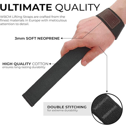 WARM BODY COLD MIND Lasso Lifting Wrist Straps for Cross Training - Rated at 770 lb - Hand Wraps for Olympic Weightlifting, Powerlifting, Weight Lifting, Bodybuilding Strength Deadlift Gym Bar, Cotton