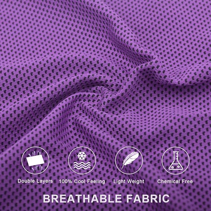 Sports Towel for Instant Cooling Relief Microfiber Towels for Golf Workout Swimming Gym Yoga Travel Camping Fitness 40"x12" Sweat Towel (Purple 2 Pack)