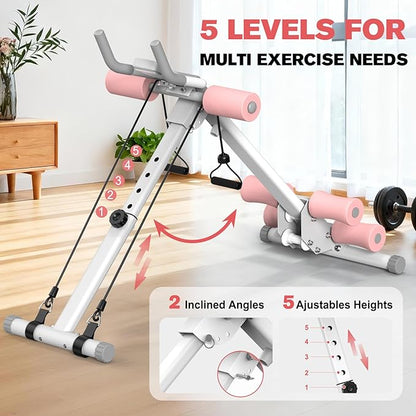 DERACY Ab Workout Machine Adjustable Ab Trainer Abdominal Trainer for Home Gym Foldable Ab Crunch Machine for Core 440 LBS