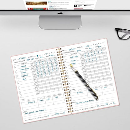 Fitness Journal for Women & Men,A5 Workout Journal/Planner Daily Exercise Log Book to Weight Loss, Gym, Muscle Gain, Bodybuilding Progress, 5.8"x8.3", Pink