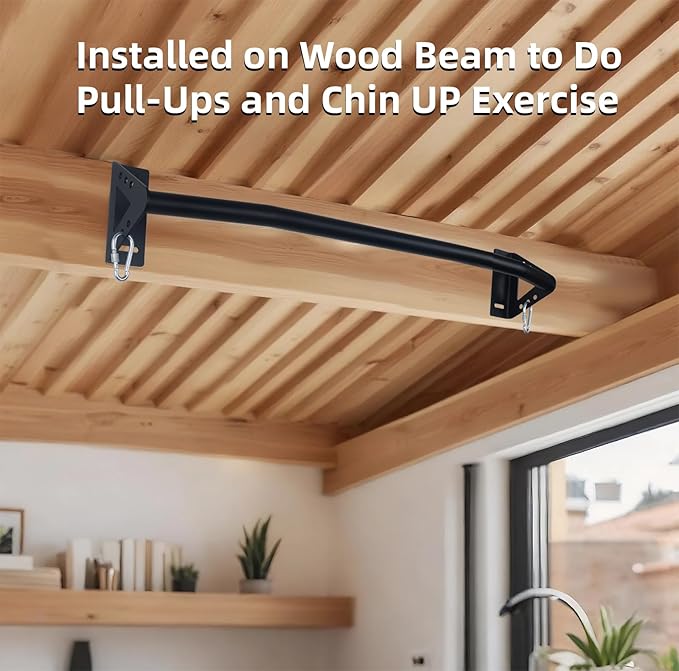 Wall Mounted Pull Up Bar Doorway, Heavy Duty Strength Training Pull-Up & Chin Up Bars for Doorframe, Support Beam or Joist Mount Thick Metal Sturdy Construction Support 500 lbs