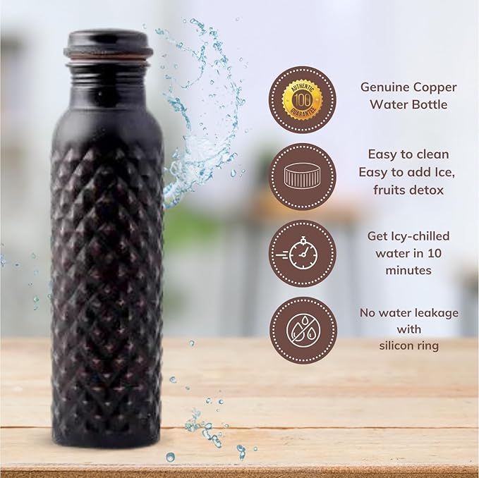 STAGLIFE Copper Water Bottles for Drinking Water for Men Women - Pure Copper Ayurvedic Water Bottle Drinking Jug - Vessel Dispenser with Ayurveda Benefits for Sports Fitness Yoga - 33 Ounces