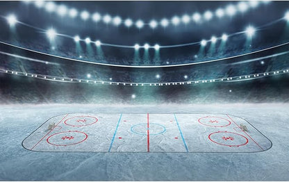 Ice Hockey Photography Background Hockey Stadium Arena Ice Rink Backdrop Sport Stage Lights Spotlight Ice Hockey Match Games Backdrops Decors Ice Hockey Arena Backdrop Background Props 8x6ft