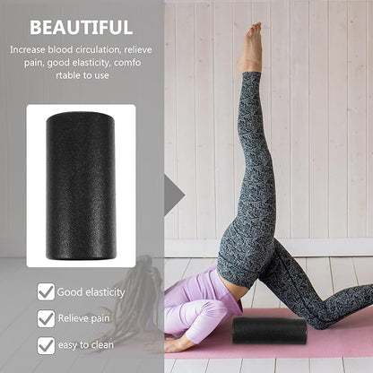 Epp Half-Round Yoga Roller Foam Massage Stick for Muscle, Black 30cm, Fitness Roller for Neck, Arm, Leg Massage and Exercise Therapy