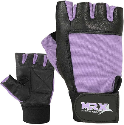 MRX Weight Lifting Leather Gloves Gym Fitness Training Glove with Long Wrist Strap
