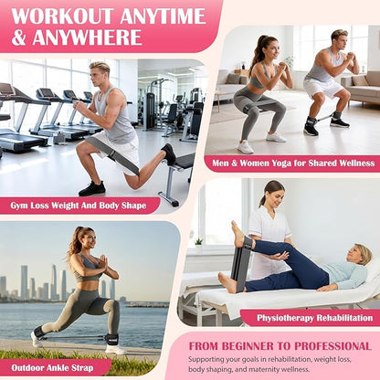 Ankle Resistance Bands with Cuffs & Fabric Resistance Bands Set - Legs & Glutes Workout Equipment for Women & Men, Home Gym Heavy Exercise Bands for Hip, Yoga, Strength Training, Rehab, Pilates