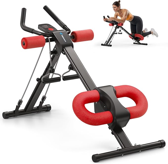 MERACH Ab Machine, Ab Workout Equipment, Adjustable Ab Trainer Machine for Abs Workout at Home Gym, Foldable, Knee Protection, Abdominal Trainer for Stomach Workout