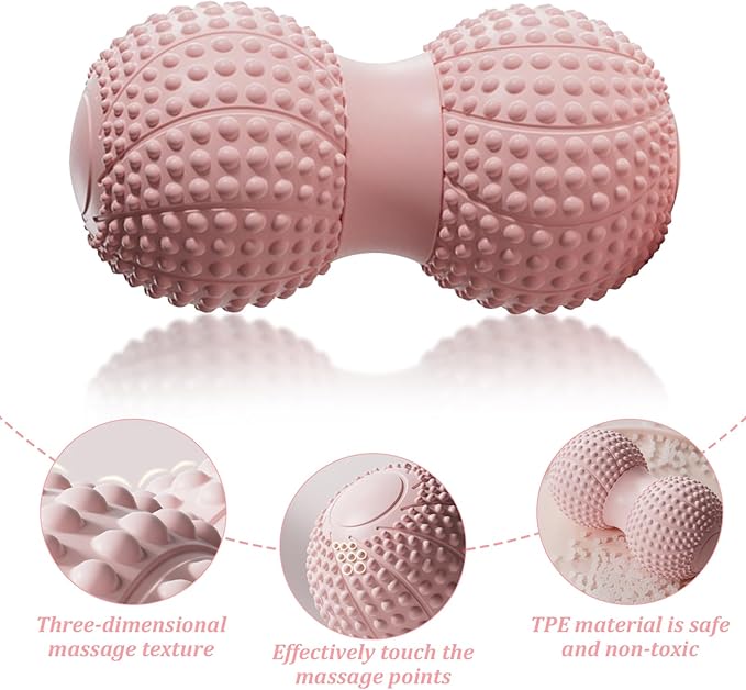 Peanut Massage Ball for Deep Tissue, Trigger Point Therapy, Myofascial Release – Double Lacrosse Foam Roller for Back, Neck, Foot, Muscle Relief, Yoga & Physical Recovery (Grey)
