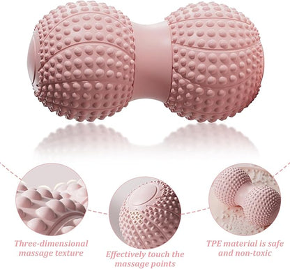 Peanut Massage Ball for Deep Tissue, Trigger Point Therapy, Myofascial Release – Double Lacrosse Foam Roller for Back, Neck, Foot, Muscle Relief, Yoga & Physical Recovery (Pink)