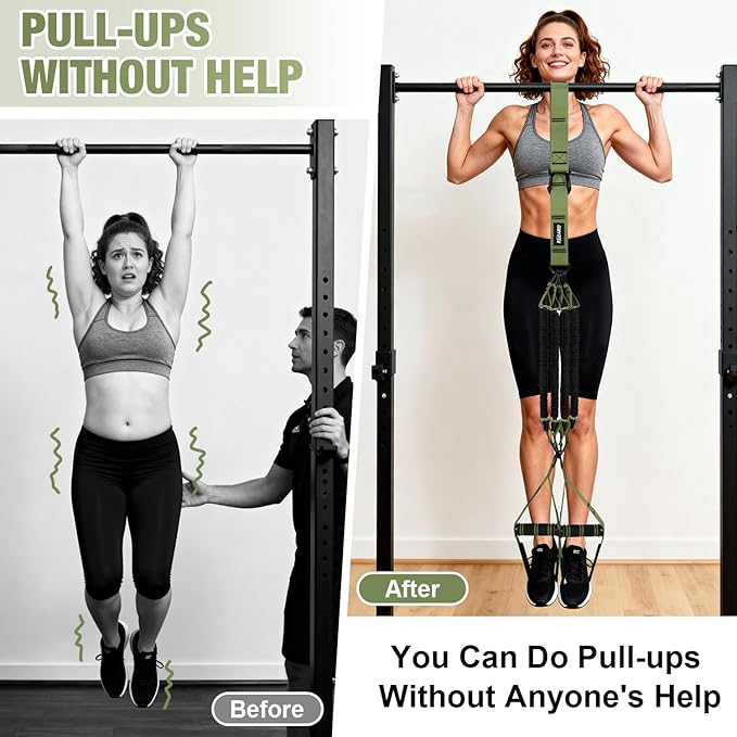 Pull Up Assistance Bands for Women, Heavy Duty Resistance Bands with Handles, Exercise Band with Door Anchor, Workout Band Set for Pull Up Bar, Full Body Sculpting,Muscle Training, Recovery, Home Gym