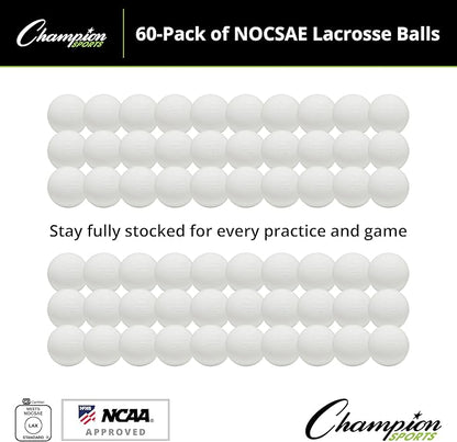 Champion Sports Lacrosse Balls – Official Size SEI Certified, Multi-Color Packs of 3, 6, or 12 for Practice & Games