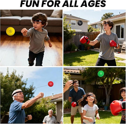 SQUAD Boxing Reflex Ball Set - 4-Level Reaction Balls + Adjustable Headband - Train Speed, Timing & Hand-Eye Coordination - Safe Fun for Kids & Adults - Boxing/MMA/Krav MAGA Home Workout Gift