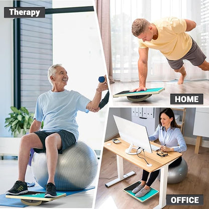 Sportneer 2-in-1 Balance Board – Adjustable Wobble & Slant Board for Core Strength, Stretching, Rehab, Standing Desk, Home Gym Workout