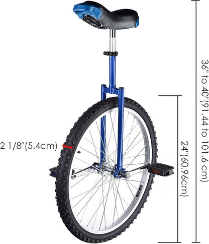 AW 16/18/20/24 Inch Wheel Outdoor Unicycle Adjustable Seat Exercise Bicycle Fit Adults Kids Outdoor Sports Fitness Exercise, for Choice