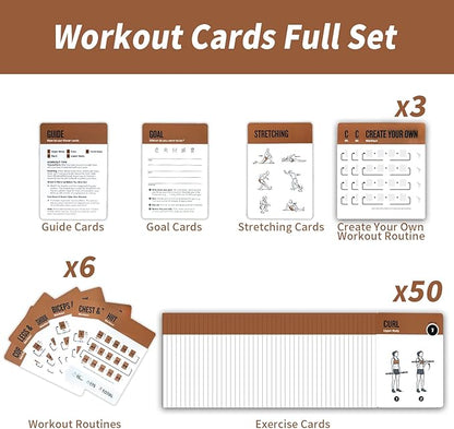 Barbell Workout Cards, 62 Exercises Cards Deck Large Size 5" x 3.5" Fitness Cards for Women & Men, Beginner Fitness Guide to Training Exercises at Home or Gym