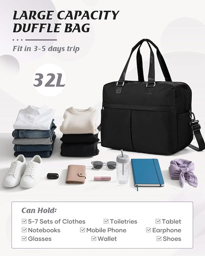 Gym Bag Womens,Travel Duffel Carry on Bag Sport Tote Bag Weekend Overnight Bag