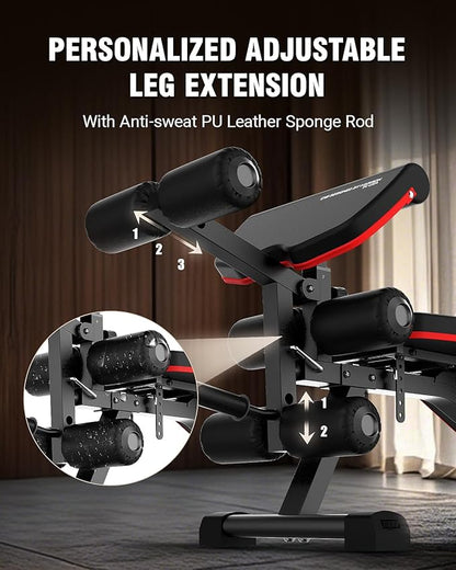 HARISON Adjustable Weight Bench, Bench1000 MAX Heavy Duty Workout Bench Press with Leg Extension and Preacher Pad for Home Gym Strength Training, Flat Incline Decline Sit Up Bench