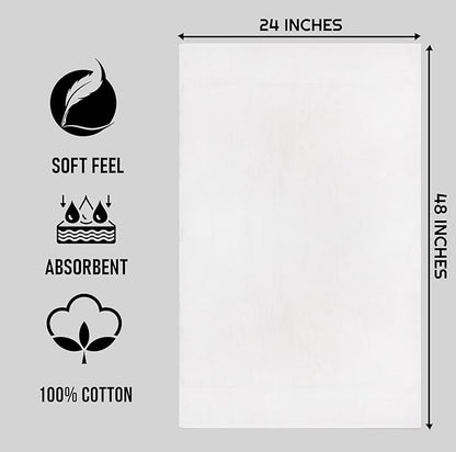 ZUPERIA White Bath Towels Bulk 24 Pack (24 x 48 Inches) - 100% Cotton Economy Light Weight Towels for Commercial Use - Quick Dry, Ultra-Soft, and Absorbent Bulk Towels