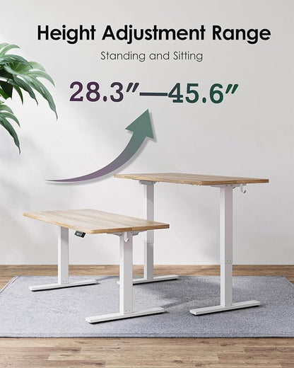 TIQLAB Height Adjustable Electric Standing Desk, 40 x 24 inch, Sit Stand Up Desk, Splice Board, Computer Home Office Desk, Maple Top