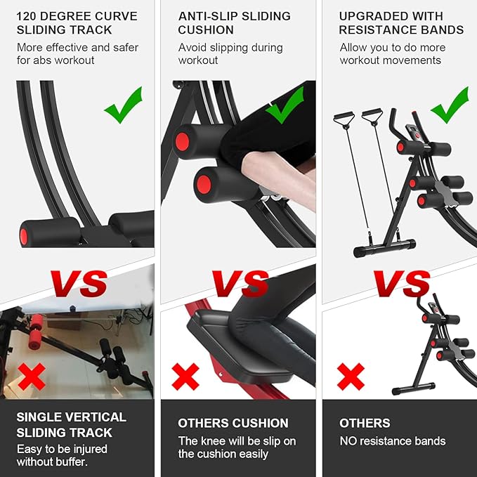 KESHWELL Ab Machine,Ab Workout Equipment For Home,Whole Body Exercise Waist Trainer For Women,Ab Machine For Stomach Workout,Foldable Fitness Exercise Equipment With Resistance Bands&LCD Display