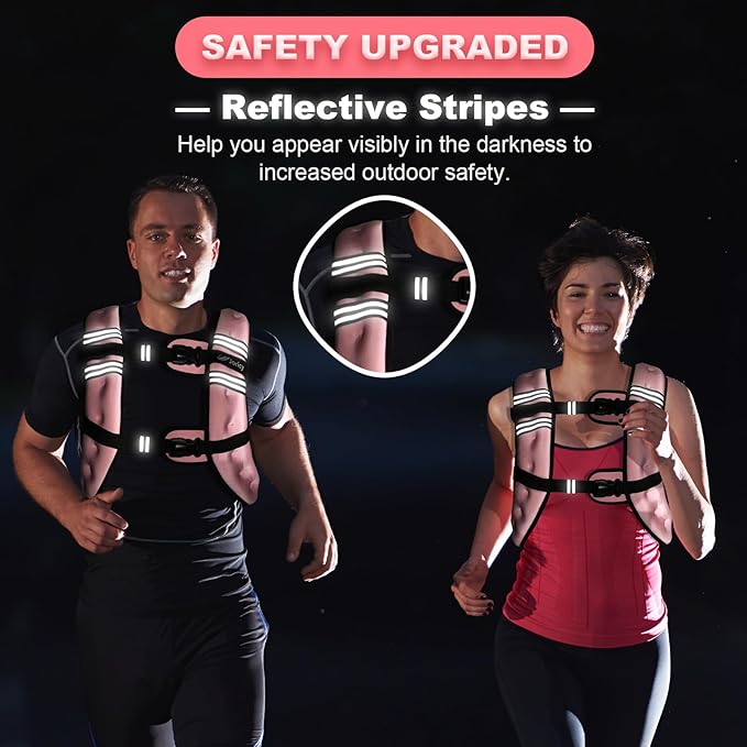 Weighted Vest Woman 5lb/8lb/10lb/12lb/15lb/20lb/25lb/30lb Weight Vest for Women Men, Rucking Vests with Reflective Stripe for Running Workout Walking Strength Training Weight Loss Fitness Weightlifting
