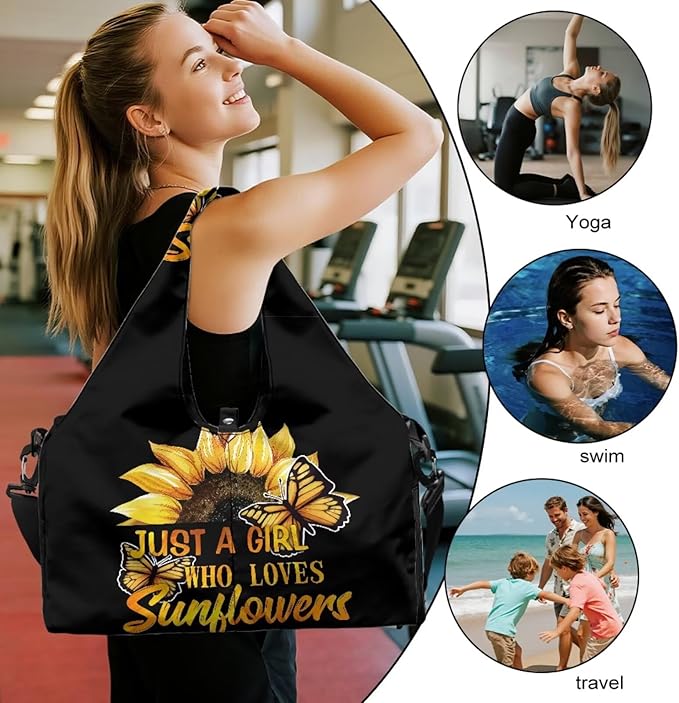 Gym Bag with Yoga Mat Holder Large Tote Bag With Multi Pockets for Women Men Dry Wet Separated Pocket Carryall Yoga Tote Bag for Pilates Travel Workout Office