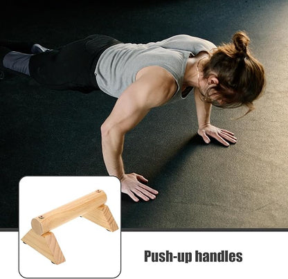 Push-up Handles with Non-slip Pads Pine Wood Pushup Bars for Home Workout Fitness Equipment Strength Training Muscle Trainer Set