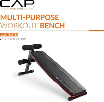 CAP Barbell Sit Up Bench – Adjustable Decline Ab Bench for Home Gym – Multi-Purpose Slant Board for Core Strength, Sit-Ups, and Full-Body Workouts