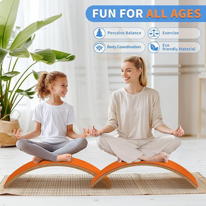 Wooden Wobble Balance Board for Kids, Balance Beam Rocker Board for Toddlers Adults, Montessori Waldorf Learning Toys for Yoga Exercise